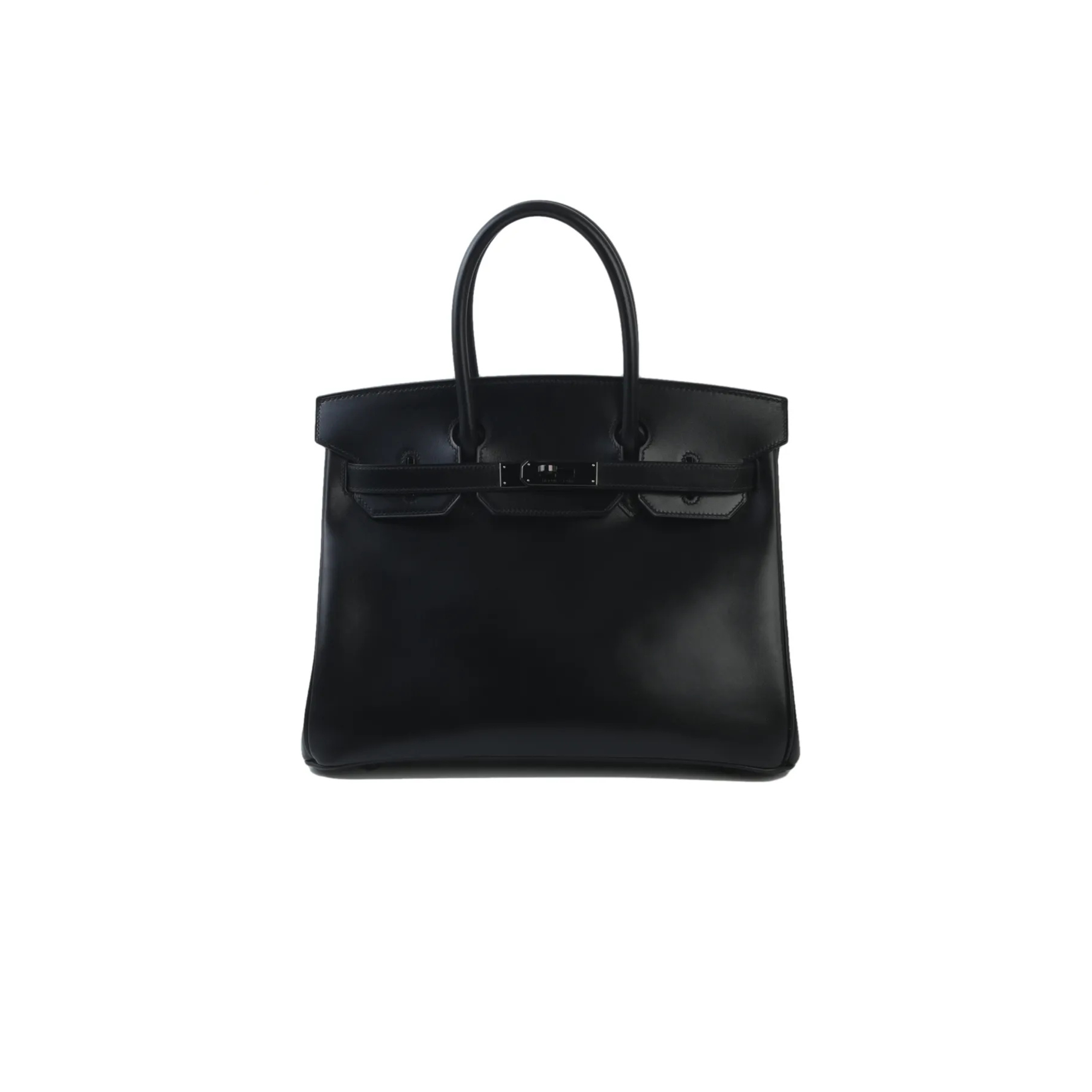 HERMES MASTER BIRKIN 30 BOX LEATHER BLACK BLACK BUCKLE BAG H079201CA89 (30*23*15cm)